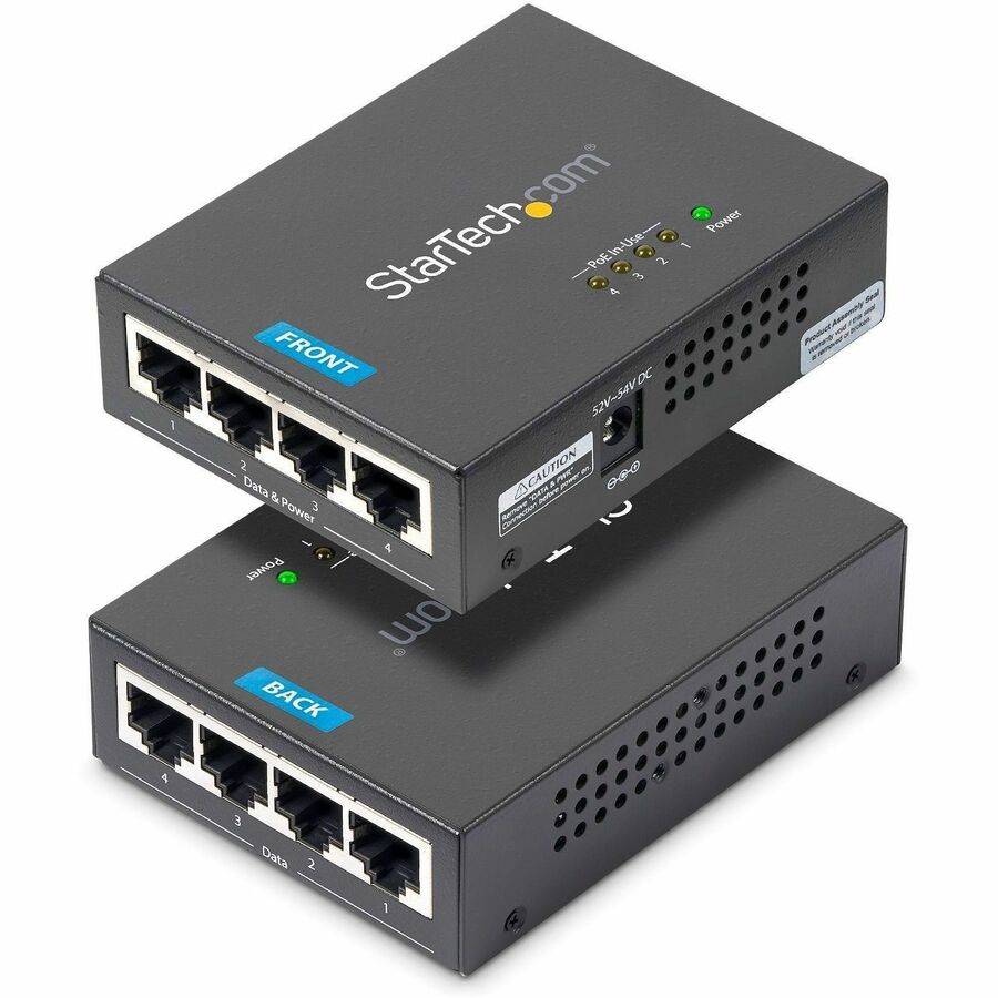 StarTech.com 4 Port Gigabit Midspan - PoE+ Injector - 802.3at and 
