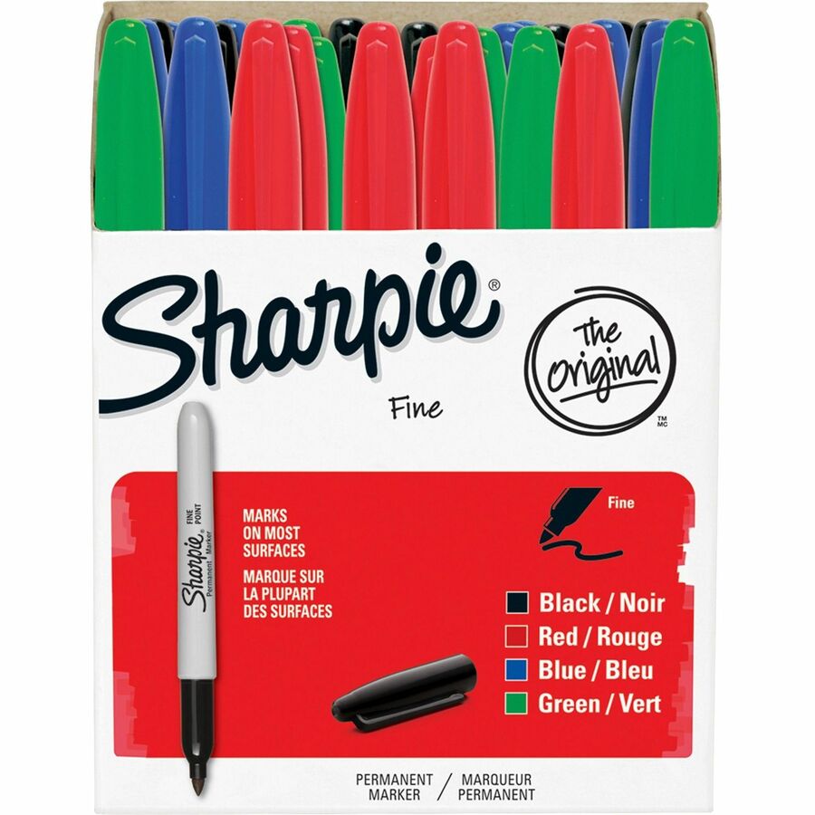 Sharpie Pen-style Permanent Marker - Fine Marker Point - Assorted Alcohol  Based Ink - 36 / Pack - Bluebird Office Supplies