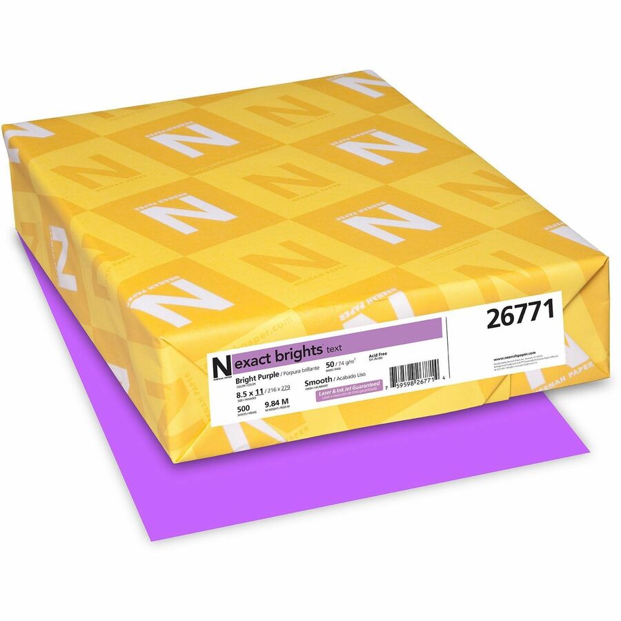 Exact Brights Paper, 20lb, 8.5 x 11, Bright Purple, 500-ream