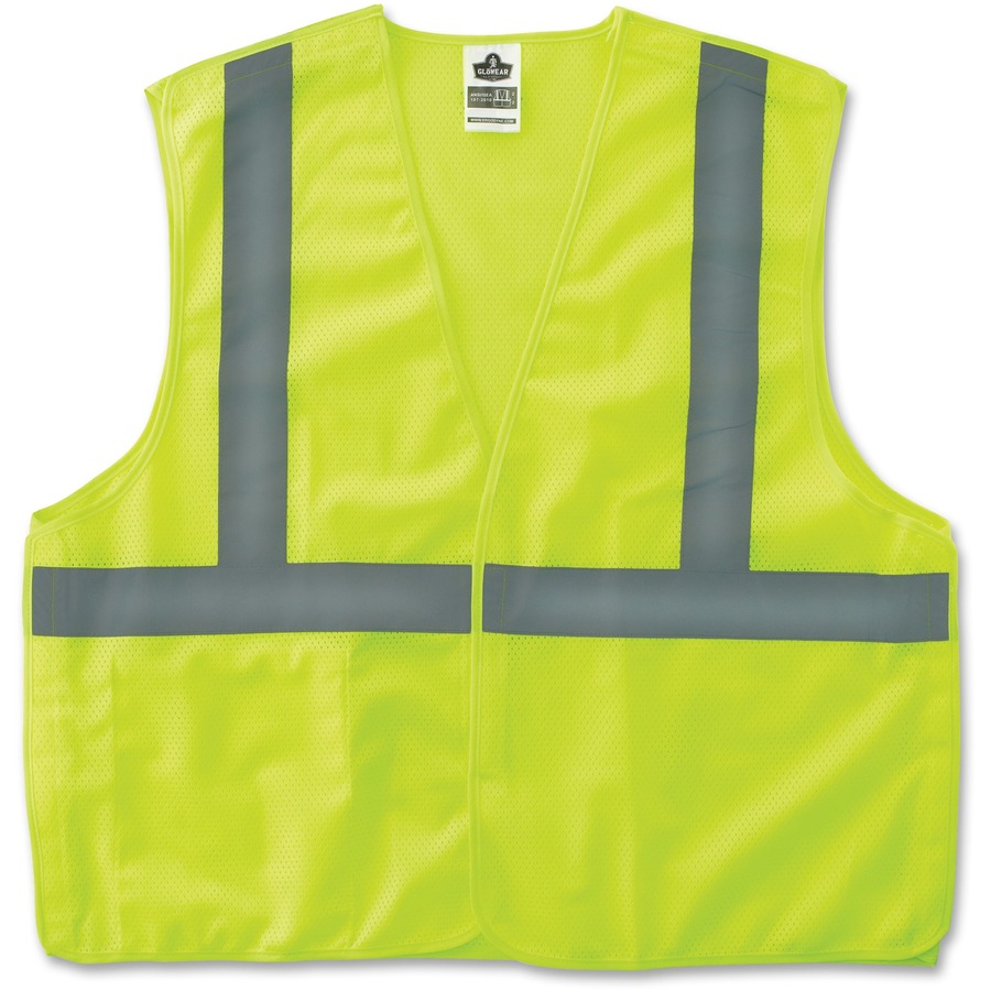 Ergodyne Lime Econo Breakaway Vest - 2-Xtra Large/3-Xtra Large - Lime -  Reflective, Machine Washable, Lightweight, Hook & Loop Closure, Pocket - 1  Each