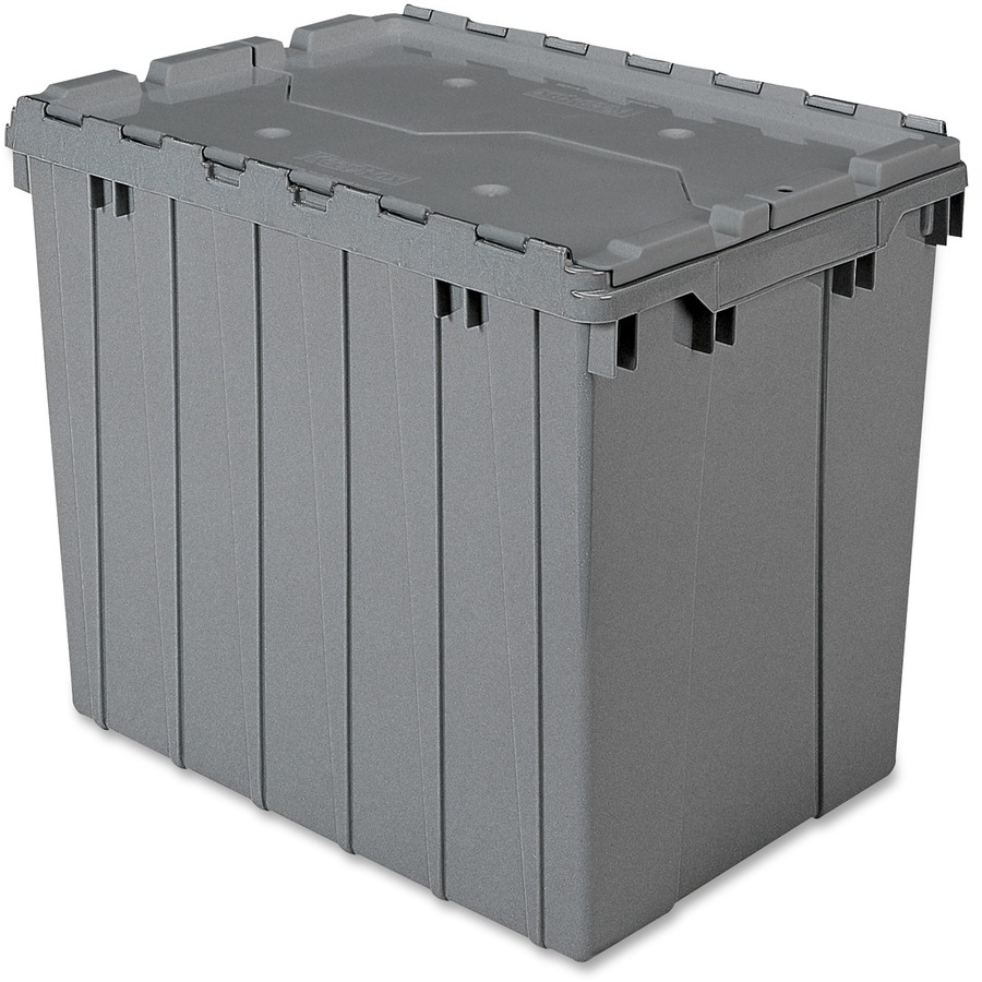 Akro-Mils Attached Lid Storage Container, 100 lb - 17 gal - Gray 