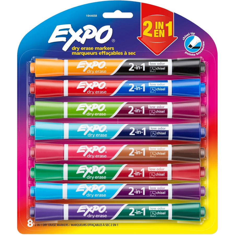 EXPO Low Odor Dry Erase Markers Fine Point Assorted Colors Pack Of 4 -  Office Depot