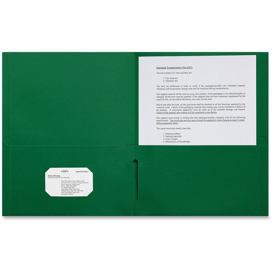 Buy Business Source Green Letter Size Leatherette Two-Pocket