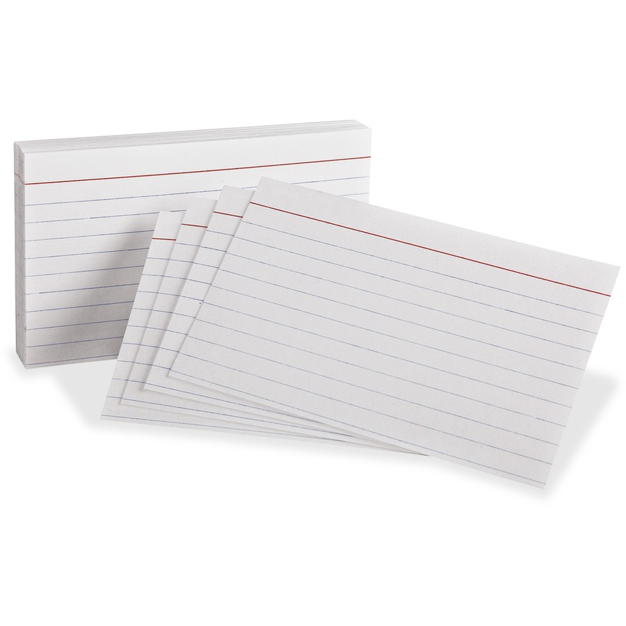 Oxford Red Margin Ruled Index Cards - Front Ruling Surface - Ruled