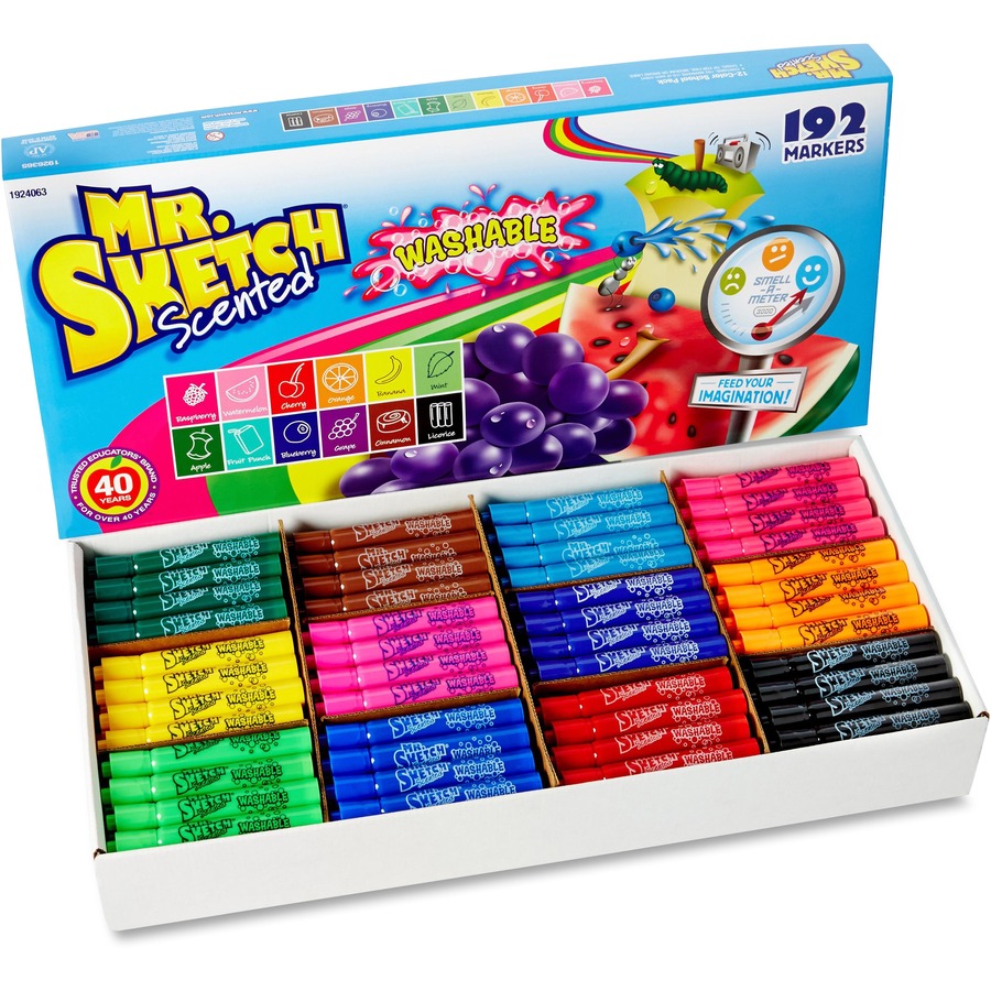 12 Scented Washable Markers Non Toxic Bright Assorted Colors Kids Coloring  Art 