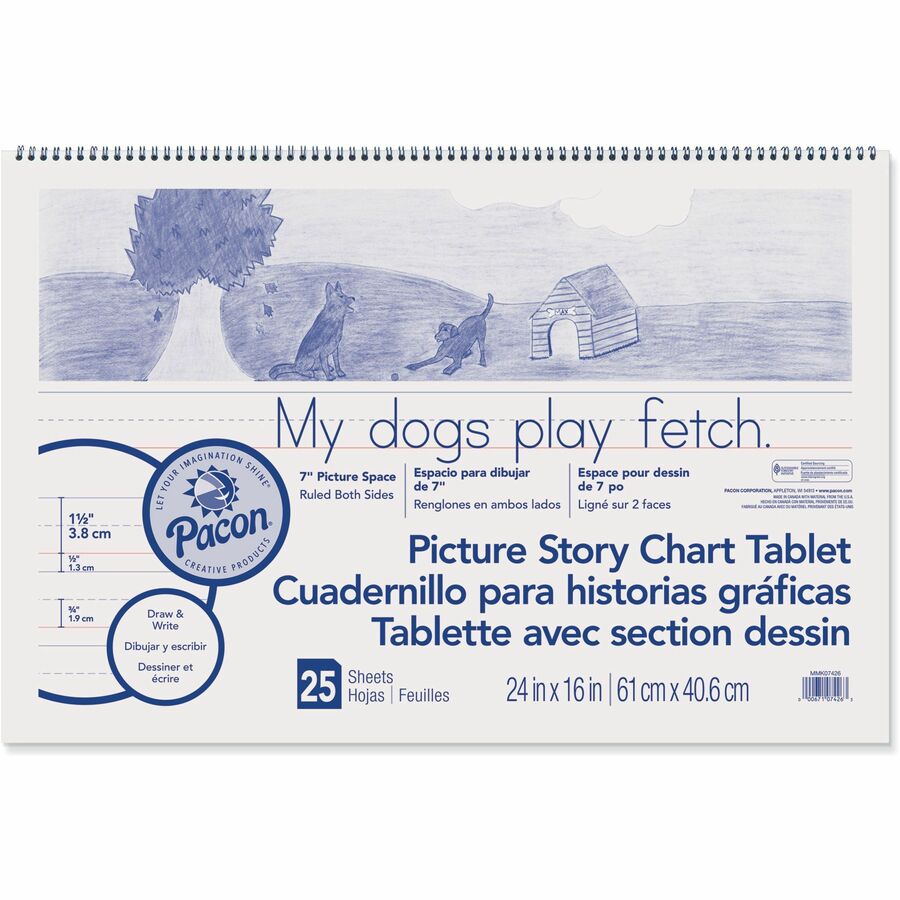 Pacon Chart Pad 24 x 32 2 Hole Top Punched 1 Ruled 70 Sheets