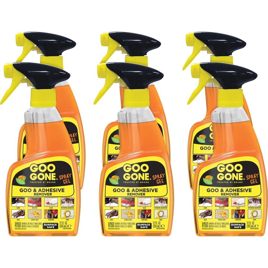 Goo Gone Original Spray Gel [6 Pack] - Removes Chewing Gum, Grease, Tar,  Stickers, Labels, Tape Residue, Oil, Blood, Lipstick, Mascara, Shoe Polish