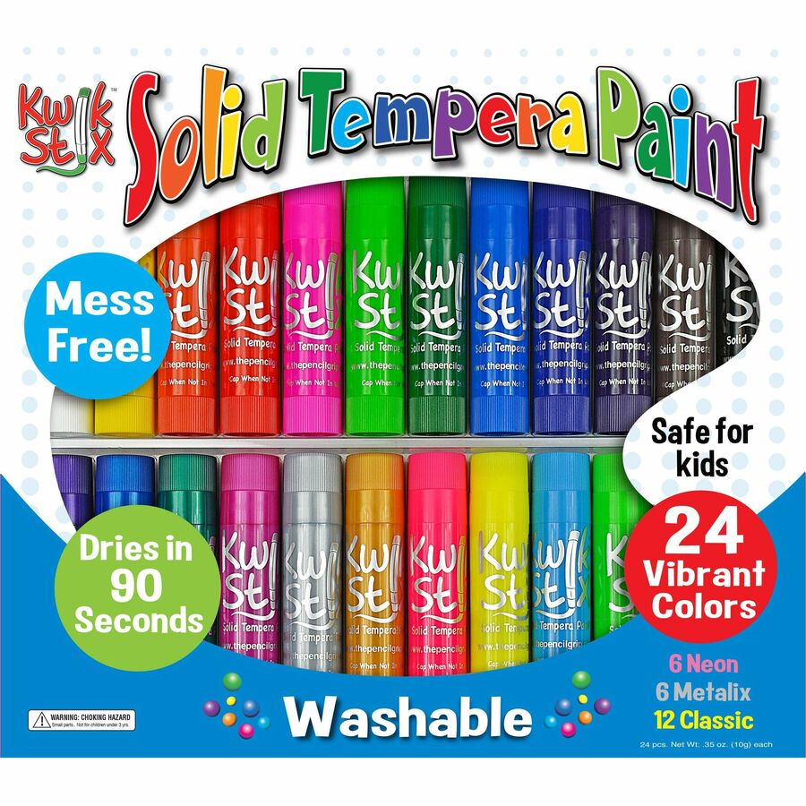 School Smart Washable Tempera Paints, Assorted Colors, Pint Set of 12 