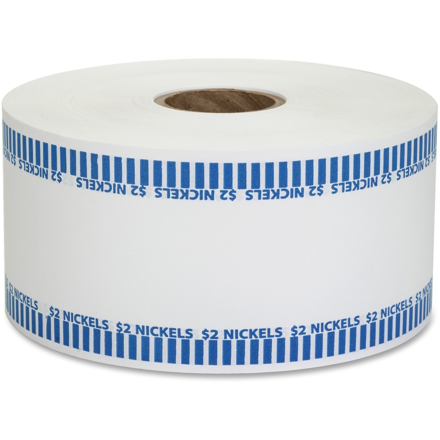 PAP-R Color-coded Coin Machine Wrappers - 1000 ft Length - 1900  Wrap(s)Total $2.00 in 40 Coins of 5¢ Denomination - 15 lb Basis Weight -  Kraft - Blue, White - 1900 / Roll | Pap-R MPN #50005 - Reliable Paper