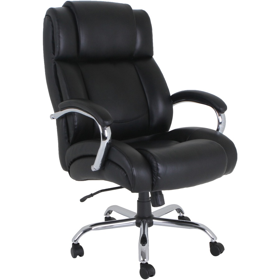 Lorell Big and Tall Leather Chair with UltraCoil Comfort - Black - 30.3