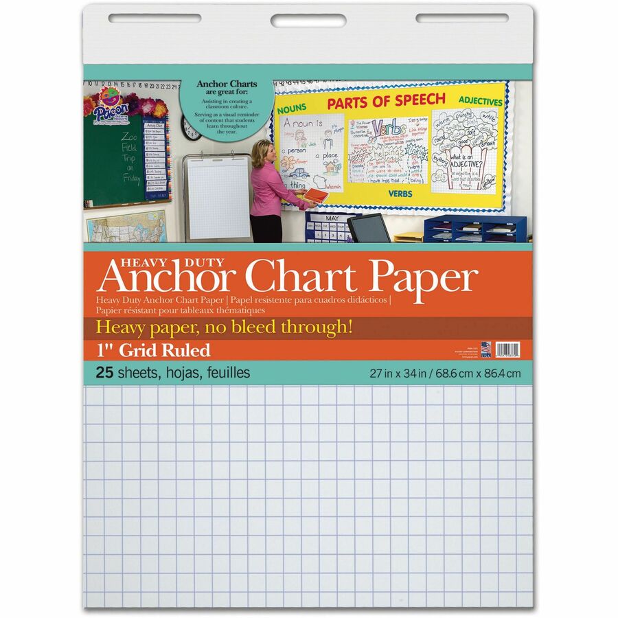 Pacon Heavy Duty Anchor Chart Paper, 25 Sheets - Grid Ruled - 27