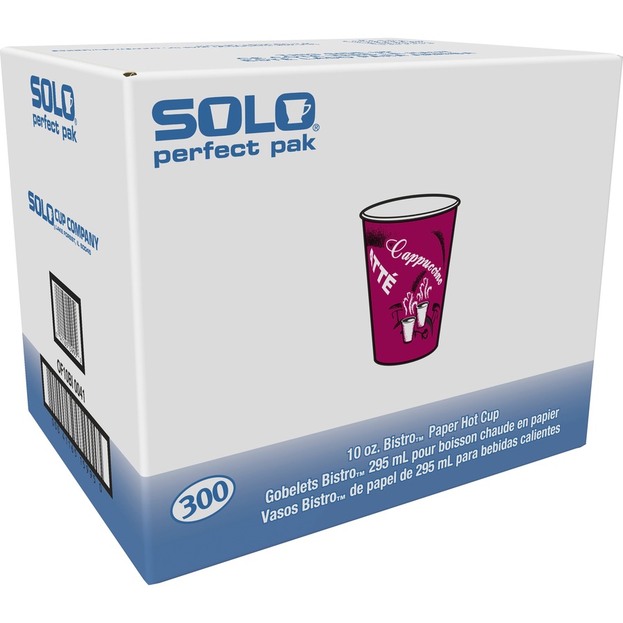Solo Bistro Design Hot Drink Cups Paper 10 oz 1000-carton