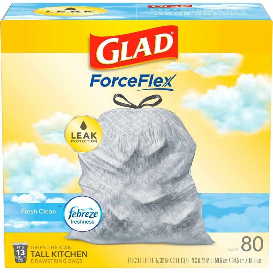Glad ForceFlexPlus XL 20 Gallon Kitchen Trash Bags, Fresh Clean Scent,  Febreze Freshness, 30 Bags 