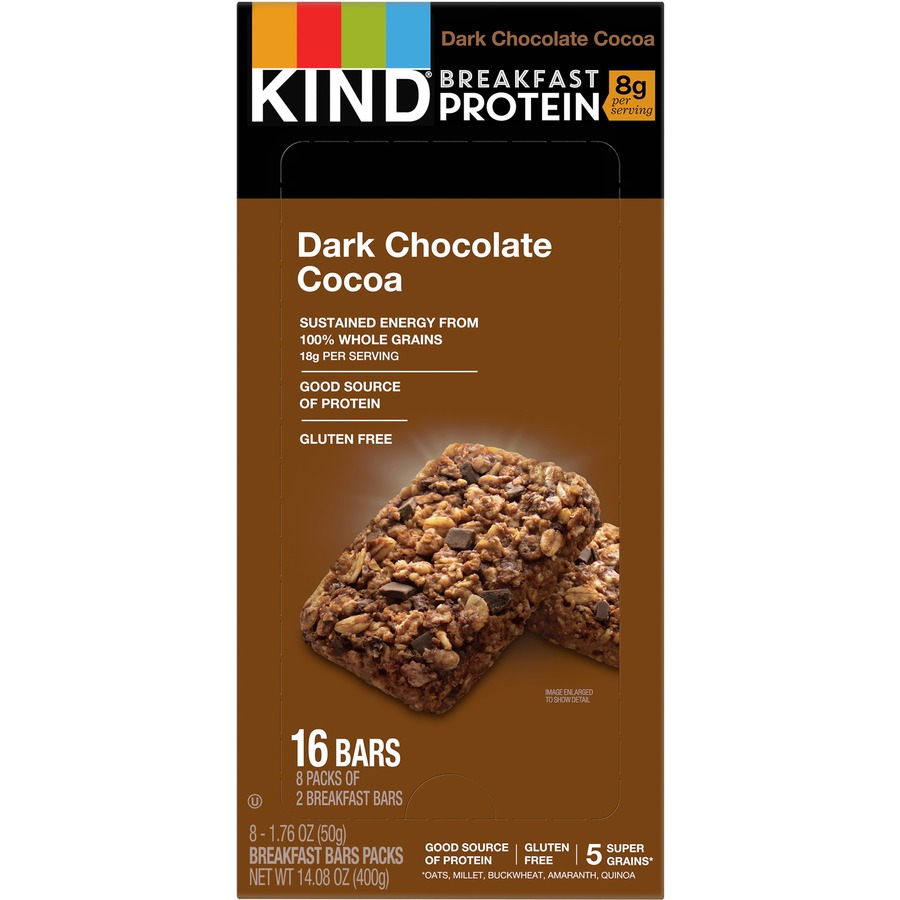 KND25954 KIND Dark Chocolate Cocoa Breakfast Protein 8ct Trans Fat