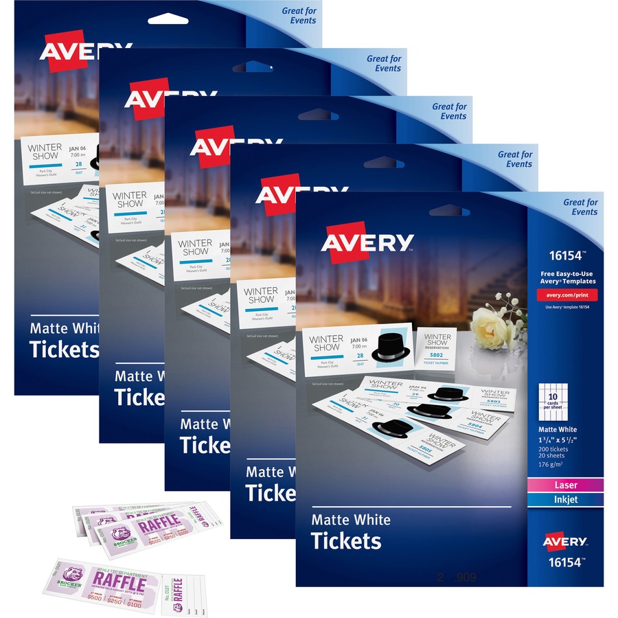 Avery Perforated Raffle Tickets With Tear Away Stubs 2 Sided 