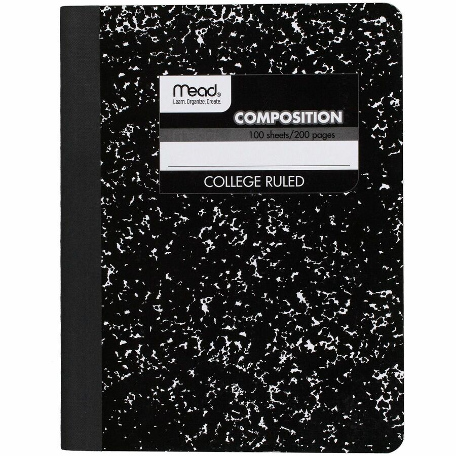 Mead Composition Book - Sewn - 7 1/2 x 9 3/4 - White Paper - Black Marble  Cover - 12 / Carton - Court Street Office Supplies, Inc.