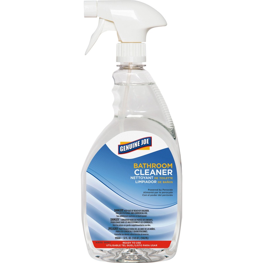 Genuine Joe Restroom Cleaner, Ready-To-Use Spray - 32 fl oz Bottle - Clear  