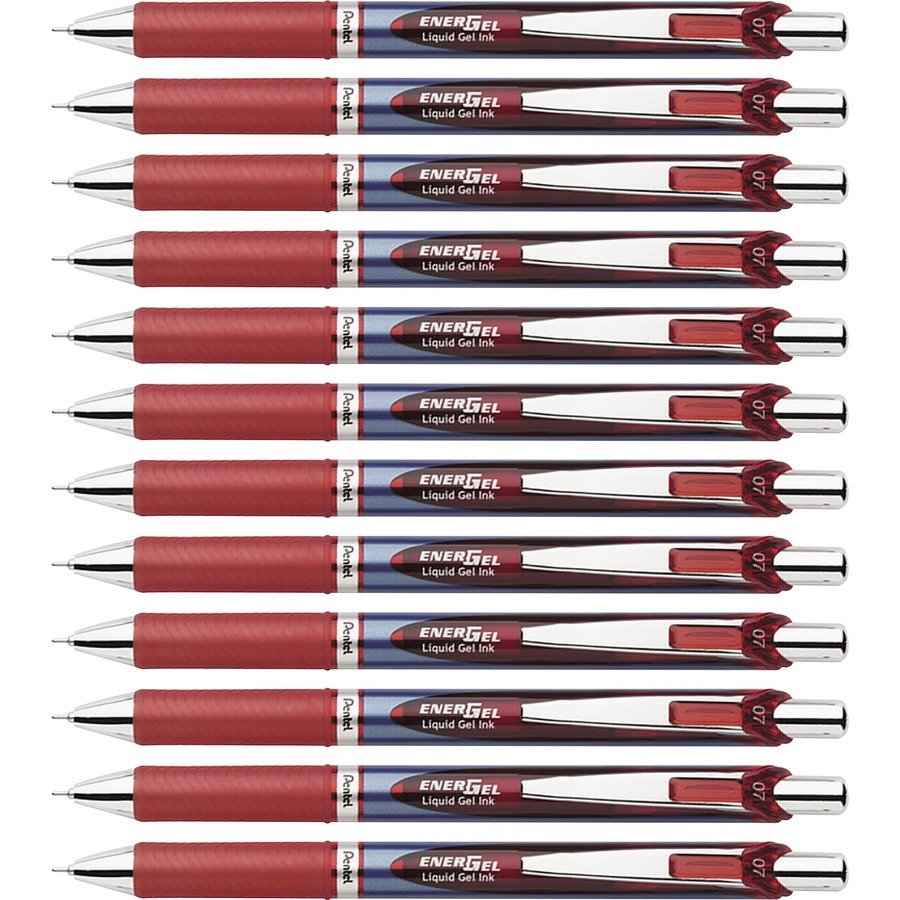 EnerGel EnerGel RTX Liquid Gel Pens - Medium Pen Point - 0.7 mm Pen Point  Size - Needle Pen Point Style - Refillable - Retractable - Red Gel-based  Ink - Blue Barrel - Stainless Steel Tip - 12 / Box - Reliable Paper