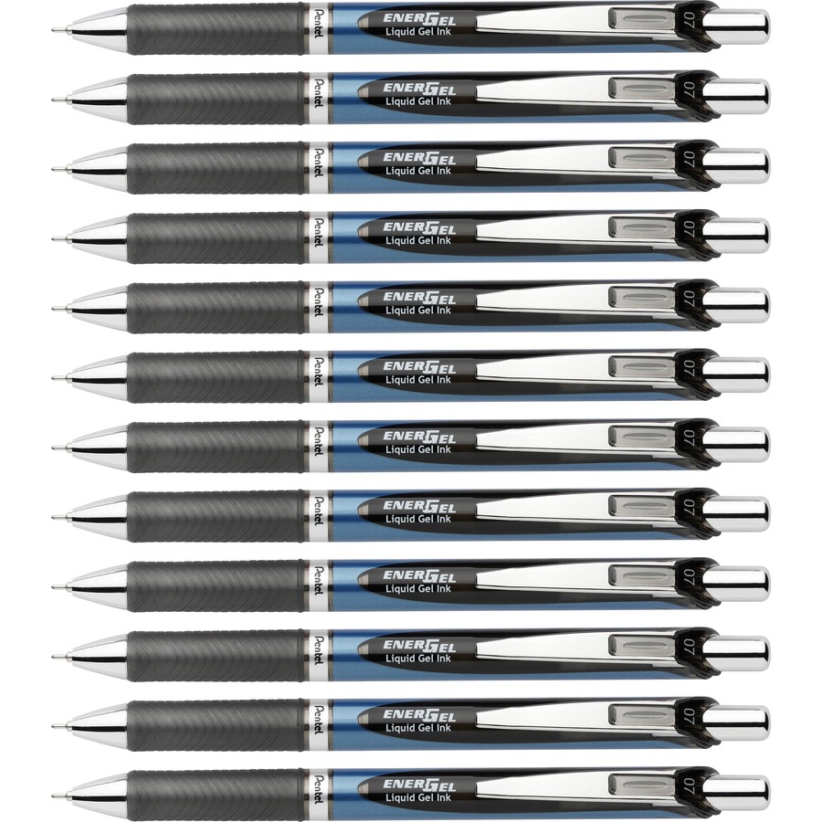 Pentel Energel Rtx Gel Pen, Retractable, Medium 0.7 Mm, Black Ink,  White/black Barrel