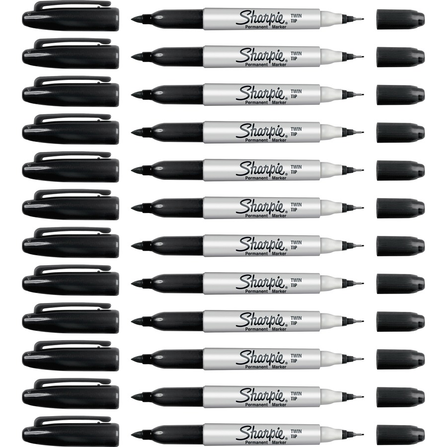Sharpie Twin Tip Permanent Markers - Ultra Fine, Fine Marker Point - Black  Alcohol Based Ink - 12 / Box - Brooker Business Products