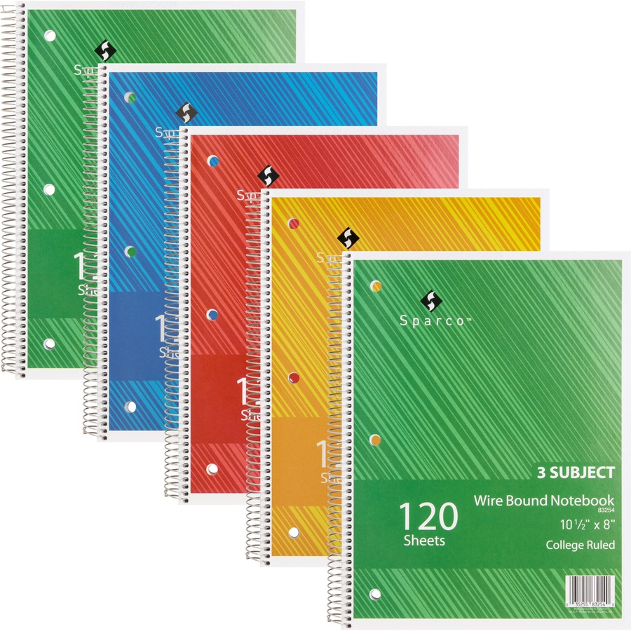 Sparco Wire Bound College Ruled Notebook - 120 Sheets - Wire Bound ...