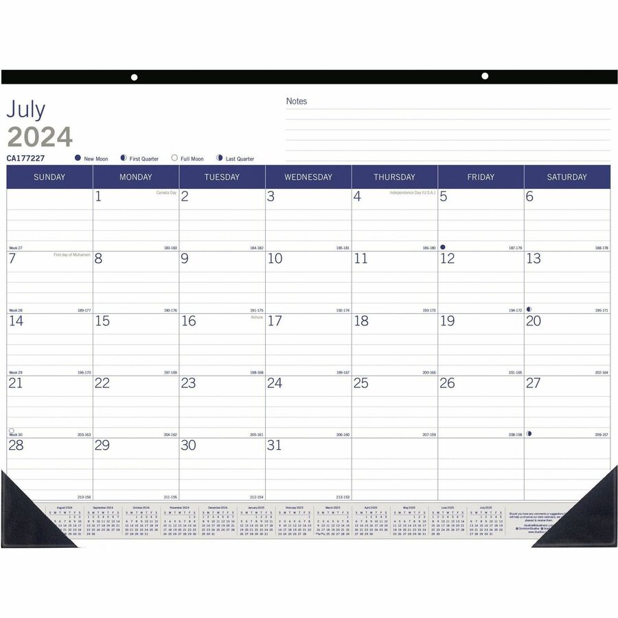 Blueline DuraGlobe Academic Monthly Desk Pad - Academic - Julian Dates ...