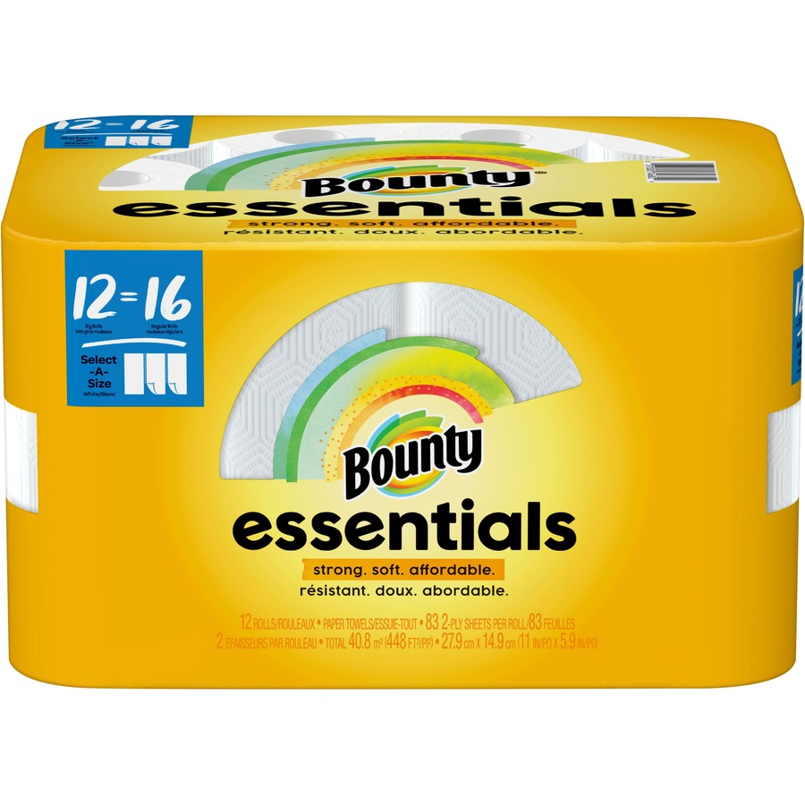 Bounty Essentials Select-A-Size Paper Towels, Ply 83 Sheets/Roll  White 12 Rolls Carton
