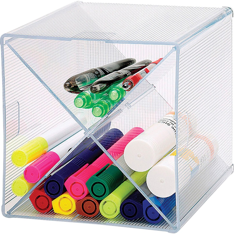 Business Source X-Cube Storage 4 Compartment Organizer, Clear