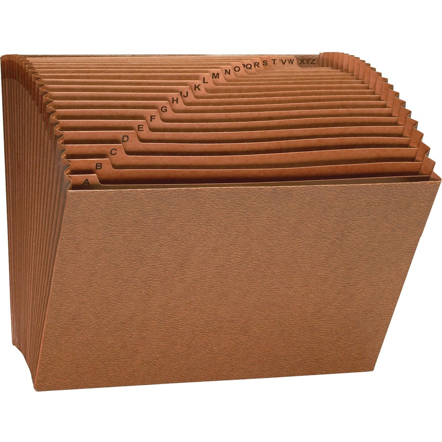 Business Source Expanding Accordion File, Letter Size, Letters A-Z  Dividers, 21 Pockets - Brown 