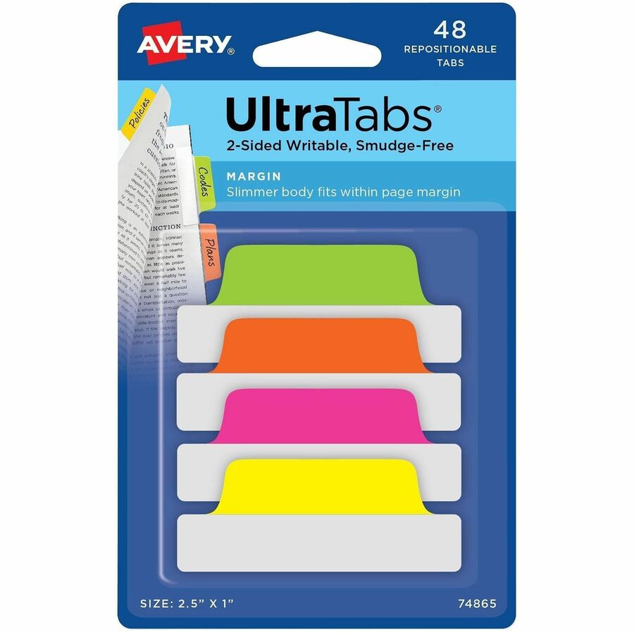 Bulk Buy Avery Neon Margin Ultra Tabs - 2-side Writable ...