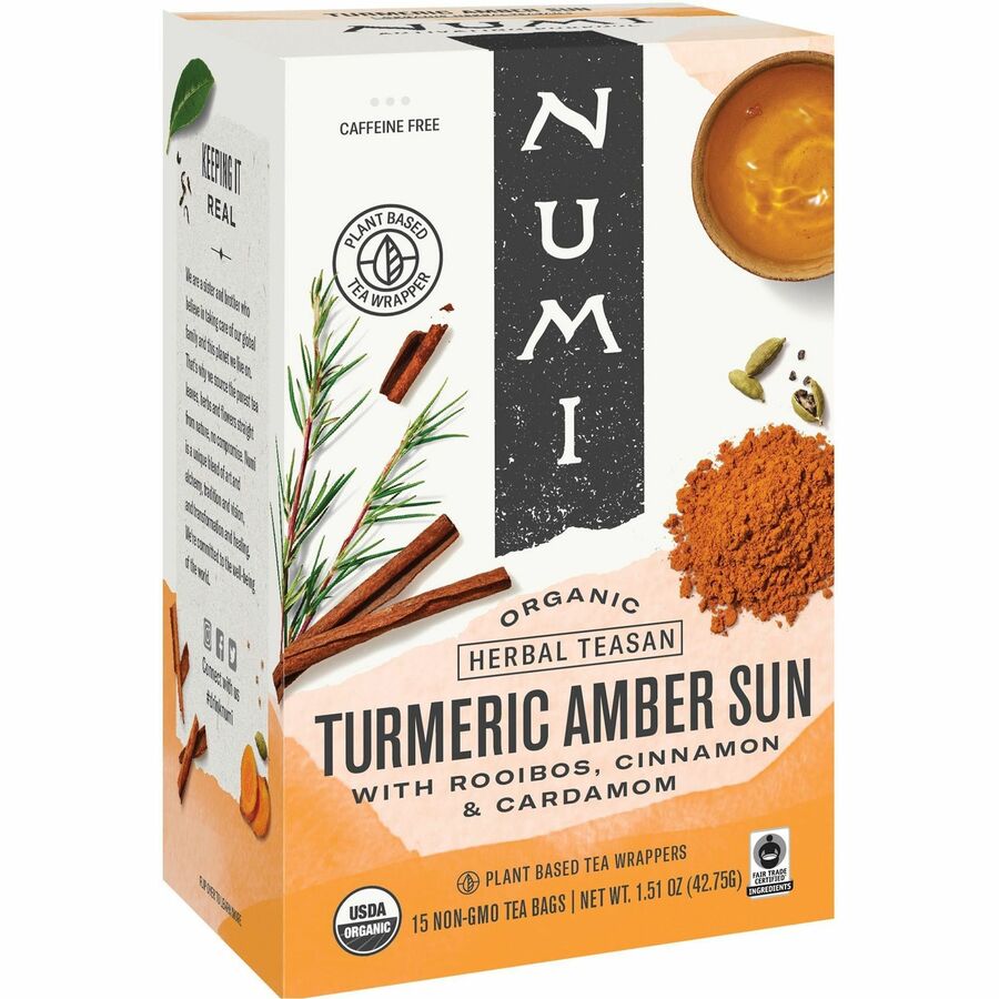 Numi Organic Turmeric Golden Tonic Amber Sun Herbal Tea Bag 15 Oz