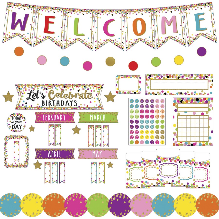Teacher Created Resources Confetti Decor Bulletin Set Fun, Learning