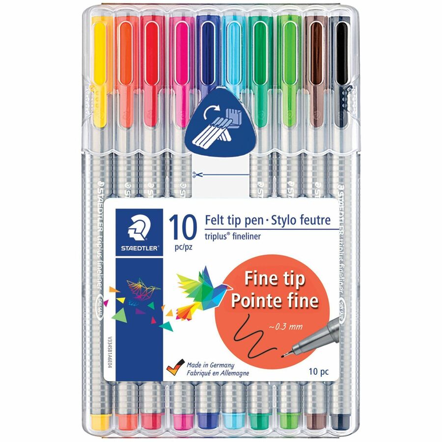 Staedtler Triplus Fineliner 10-piece Porous Point Pens - Fine Pen Point - 0.3  mm Pen Point SizeWater Based Ink - 1 / Set - Lewisburg Industrial and  Welding