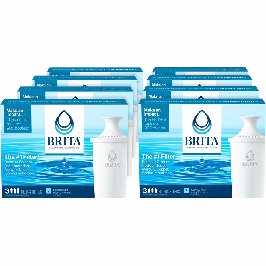Brita® On Tap Faucet Water Filter System, White, 4/Carton