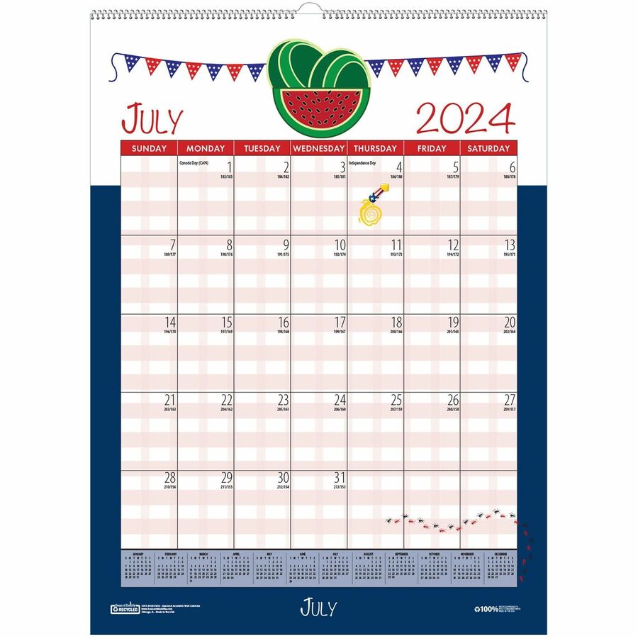 HOD3395 House of Doolittle Seasonal Academic Monthly Wall Calendar