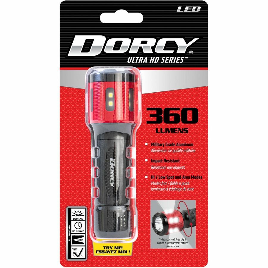 dorcy led usb rechargeable flashlight 5.9-in. 1,000-Lumen USB-Rechargeable Instant Spot Flood Flashlight, Black (41-4358) you can easily switch between a concentrated spot beam and a wide flood beam Dorcy Ultra HD Series Twist