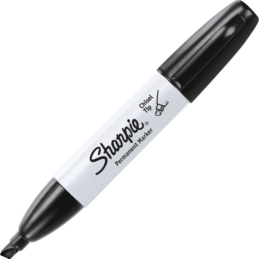 12 Sharpie Chisel Tip Markers Permanent BLACK Ink Large Broad Marker  12-count