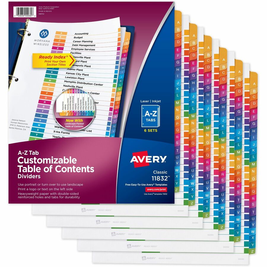 Avery® Ready Index Binder Dividers - Customizable Table of Contents