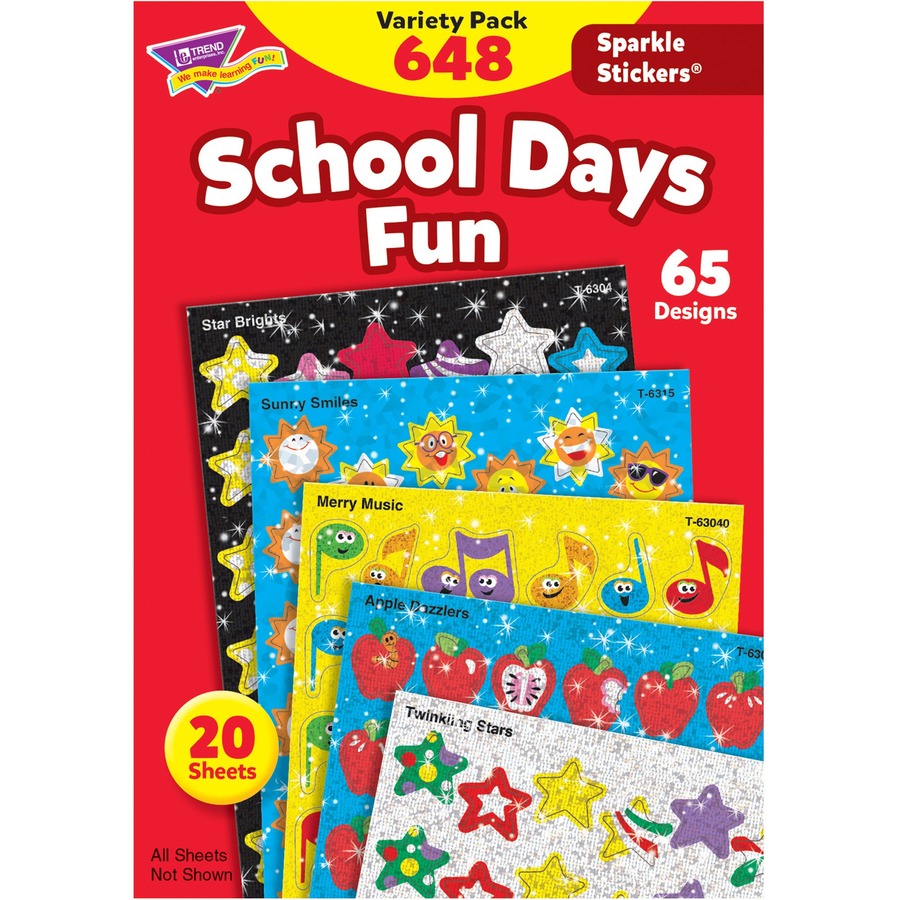 Stickers School Days Kid- 120/Pk Drawn Acid & Lignin Free