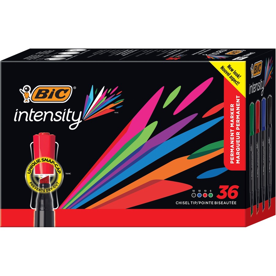 BIC Intensity Permanent Pens, Fine Point, Black, 12 pack
