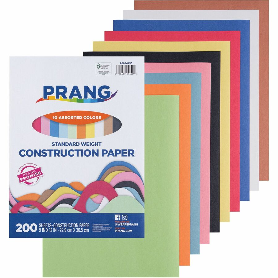 Construction Paper, Cool Assorted, 12 x 18, 50 Sheets - PAC102943, Dixon  Ticonderoga Co - Pacon