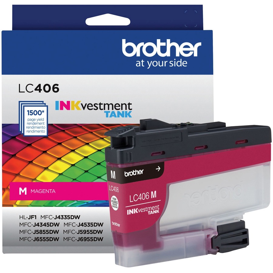 Brother INKvestment LC406M Original Standard Yield Inkjet Ink Cartridge -  Single Pack - Magenta - 1 Each - 1500 Pages - R&A Office Supplies