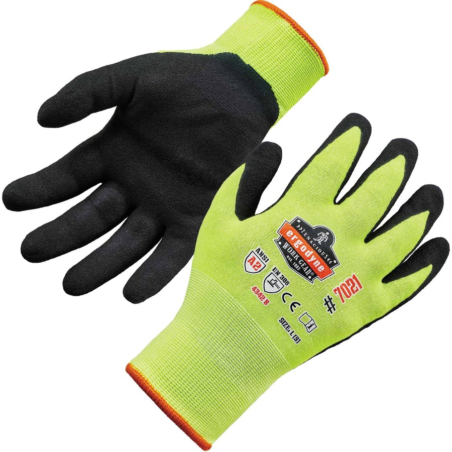 Hi-Vis Polyurethane-Coated Work Gloves, X-Large