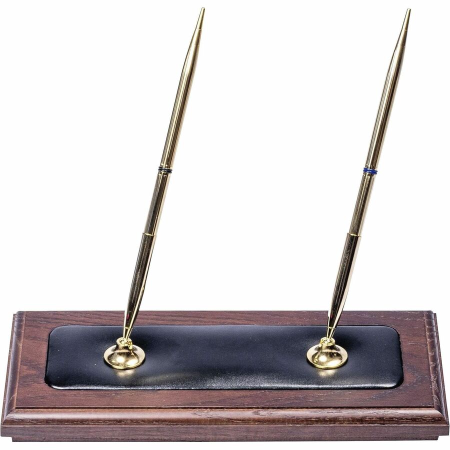 Dark Brown Bonded Leather Double Pen Stand