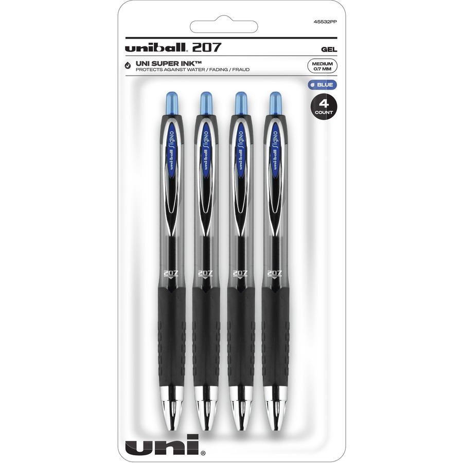 Uni Ball Signo 207 Black Gel Pens Medium - Bulk Pack of 24