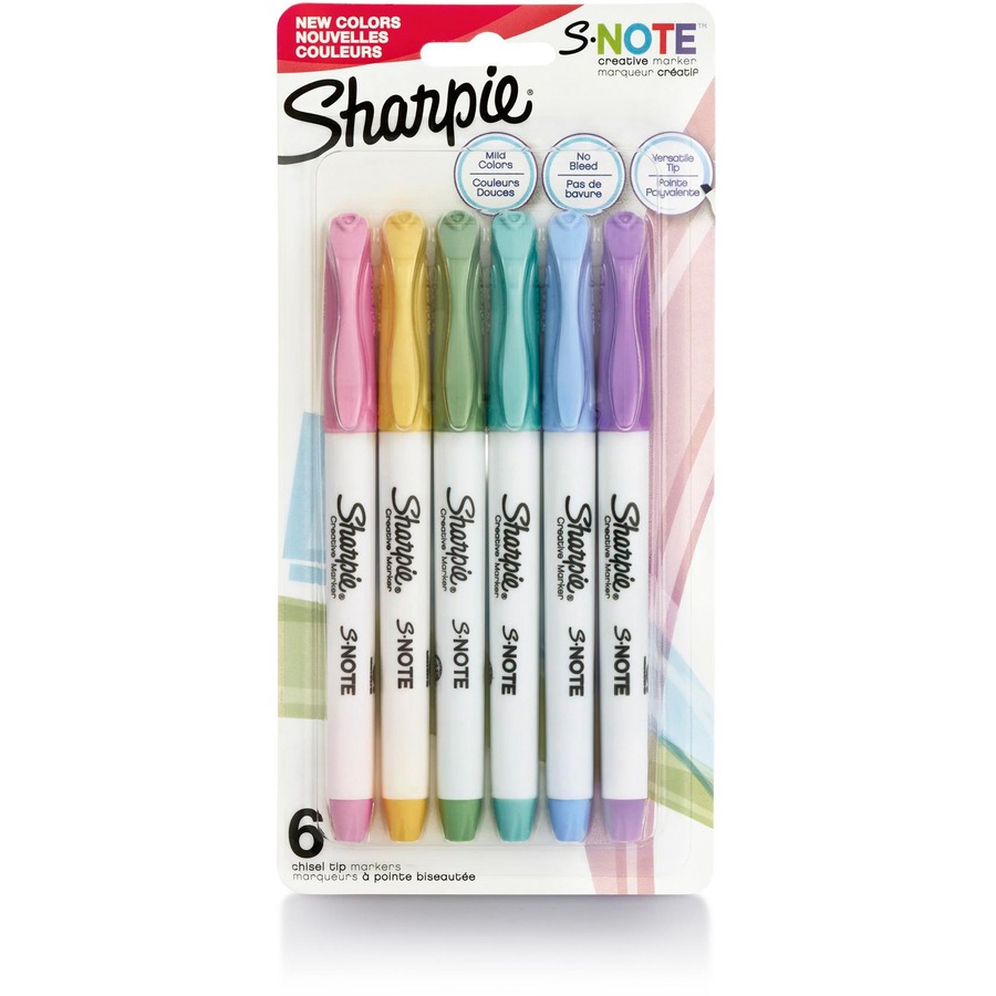 Sharpie S-Note Marker - Chisel Marker Point Style - Mild Assorted - 6 ...