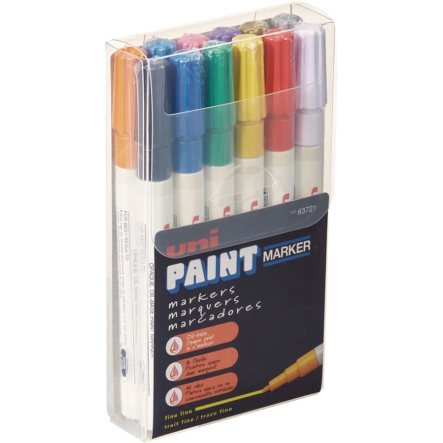 uni Paint Oil Based Paint Markers, Fine Point, Assorted Colors, 12