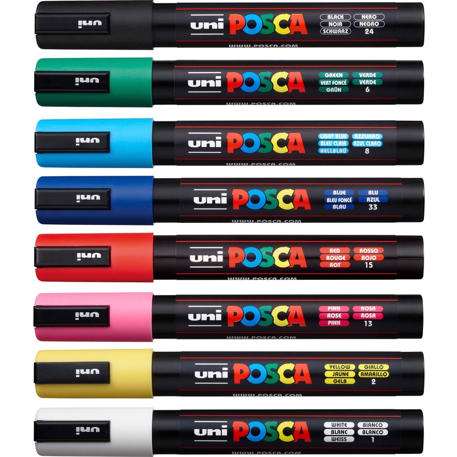 uni® Posca PC-5M Paint Markers - Medium Marker Point - Assorted Water  Based, Pigment-based Ink - 8 / Pack - Filo CleanTech