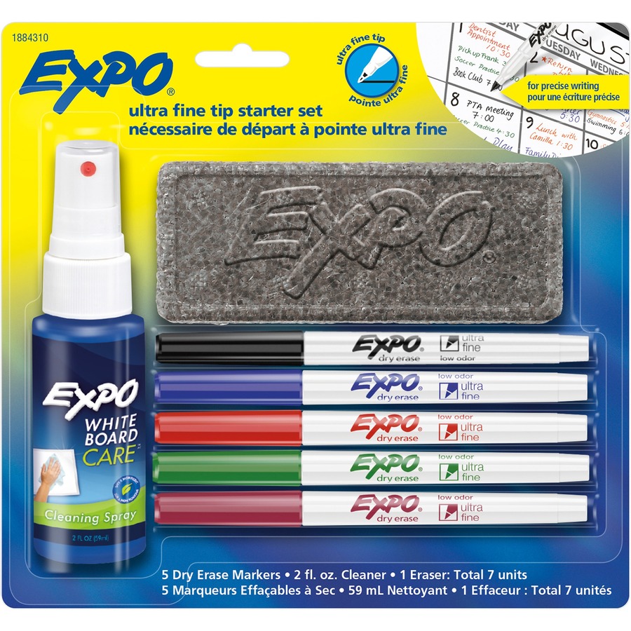 Low-Odor Dry-Erase Marker Starter Set, Ultra Fine, Assorted, 5/Set