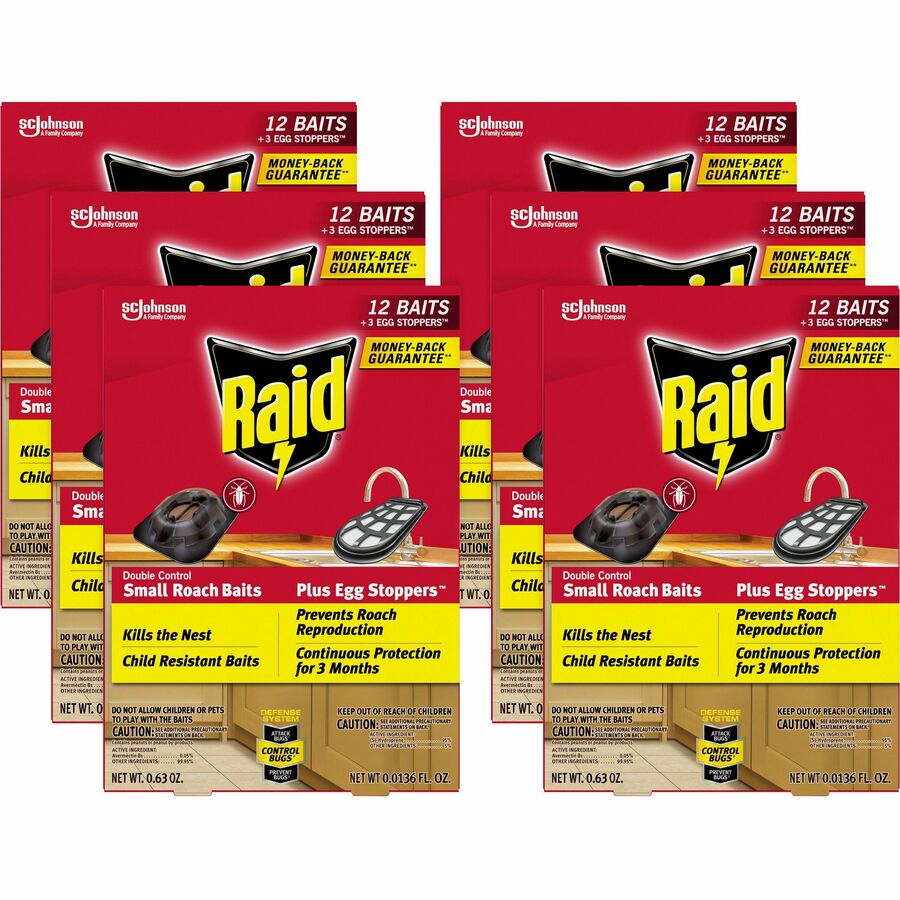 Raid Double Control Small Roach Baits - Cockroaches - Red - 6